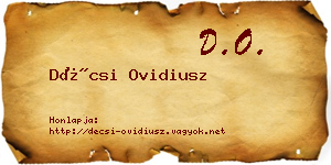 Décsi Ovidiusz névjegykártya